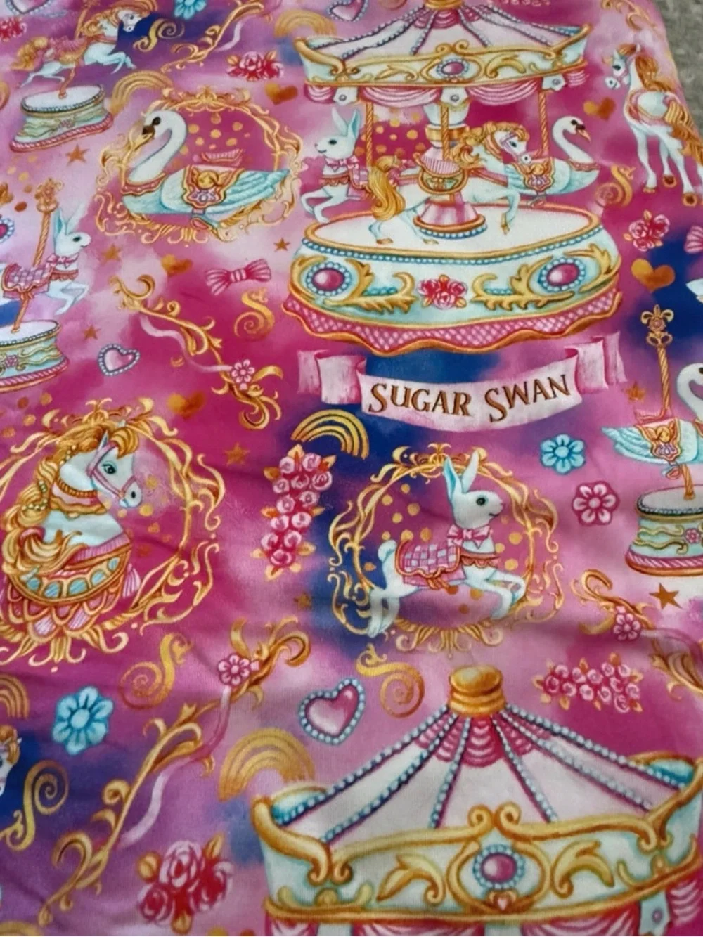 Sugar Swan Pink Carousel Print Kids Sleep Sack Romper